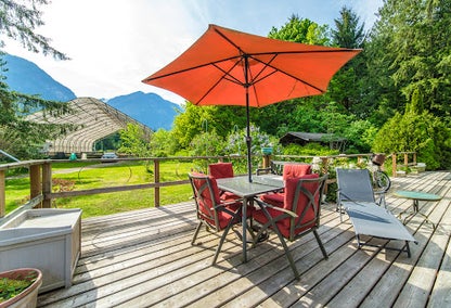 Patio of a home in Rural Squamish, British Columbia